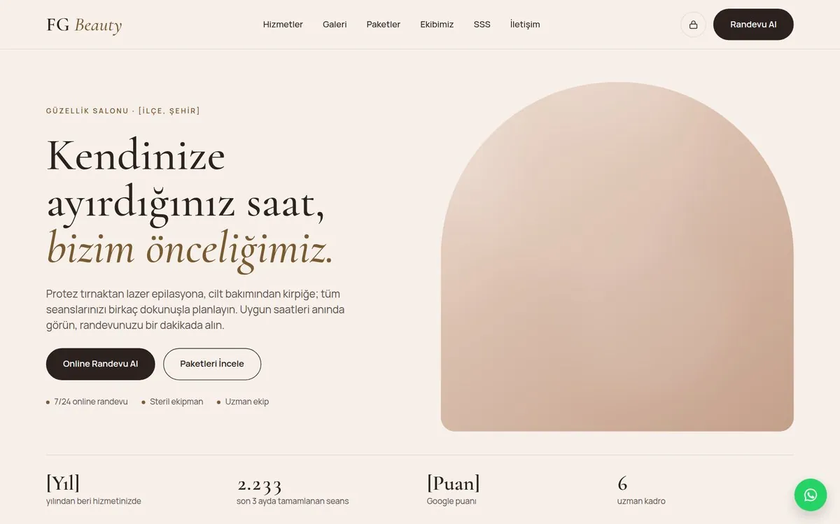 FG Beauty web sitesi